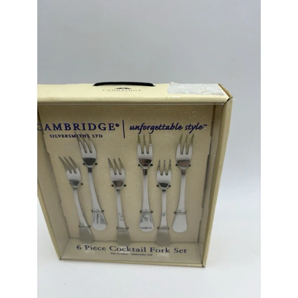 Cambridge Silversmiths 6-Piece Cocktail Fork Set Stainless Steel New in Box